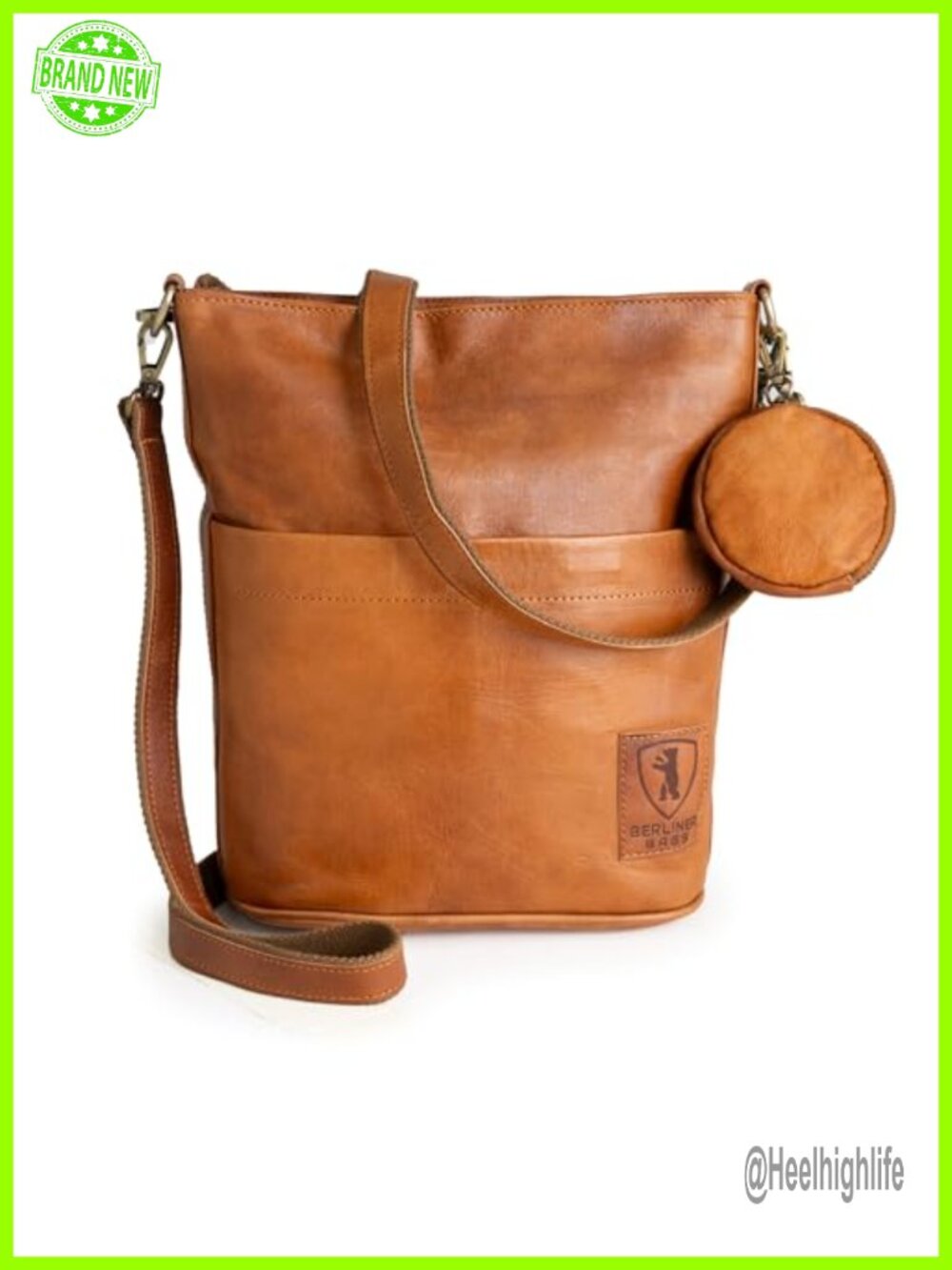Full Grain Leather Shoulder Bag Crossbody Satchel Everyday Handbag